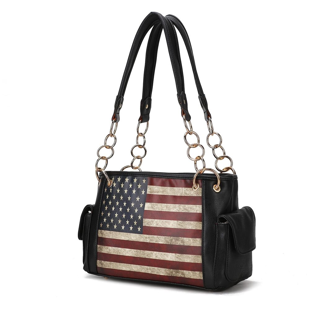 6359 USA Shoulder Bags , Vegan Leather American Flag Handbag Purse